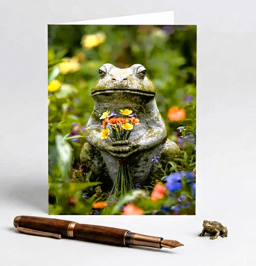 Flower Frog Note Card | Handmade Nature Stationery