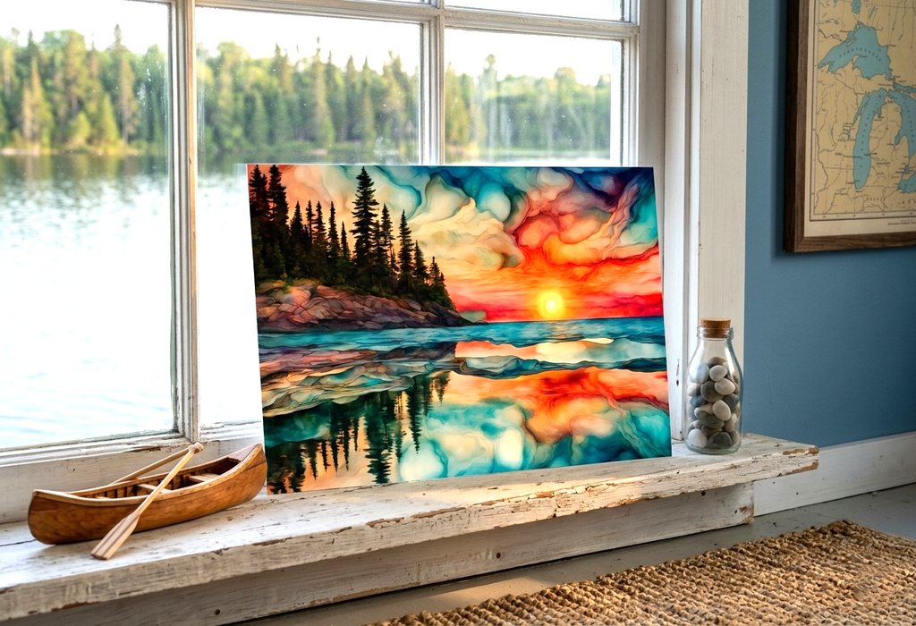 Sunrise On Lake Note Card | Handmade Nature Stationery