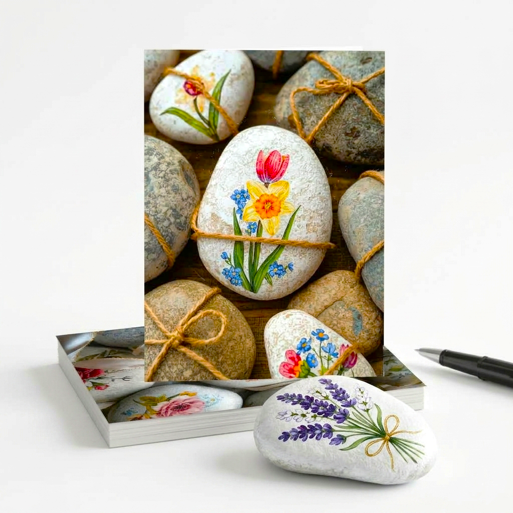 Painted Rock Note Cards | Handmade Nature Stationery Set