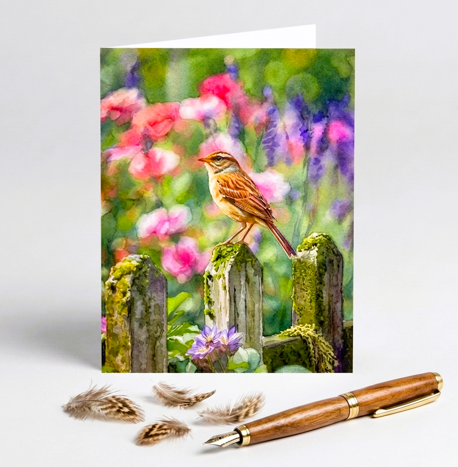 Songbird Visitor Note Card | Handmade Nature Stationery