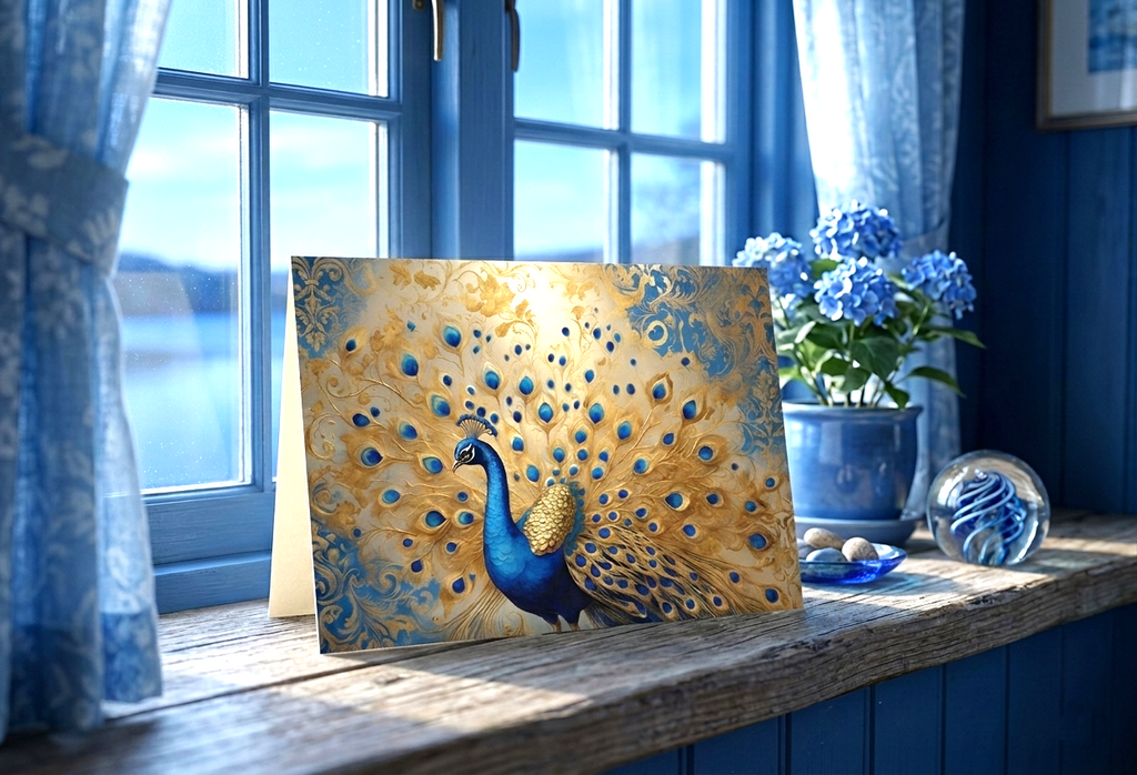 Regal Peacock Note Card | Handmade Nature Stationery