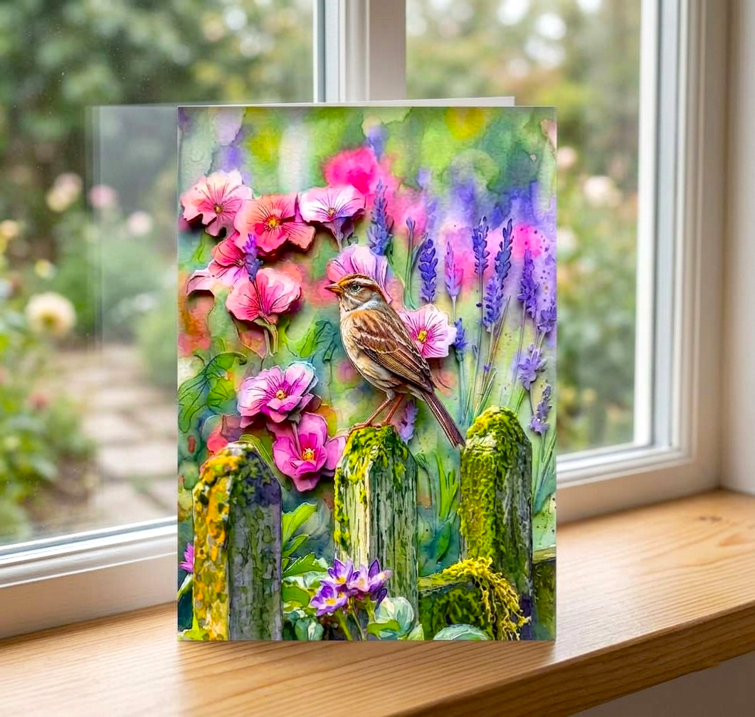 Enchanting Wings Note Card, Handmade 5x7 Nature Greeting Card