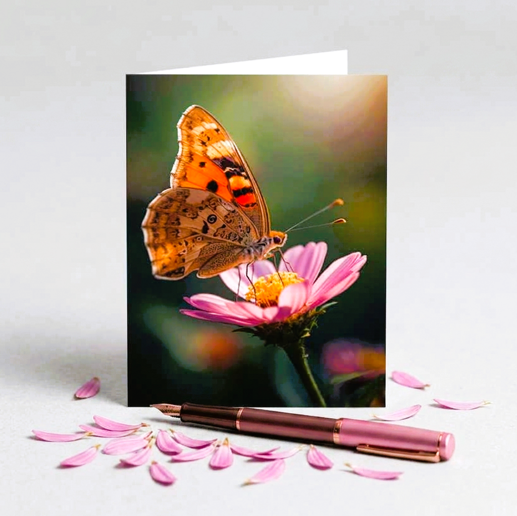 Butterfly Floral Note Card | Handmade Nature Stationery
