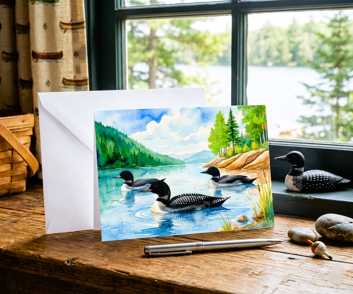 Loon On The Lake Note Card | Handmade Nature Stationery