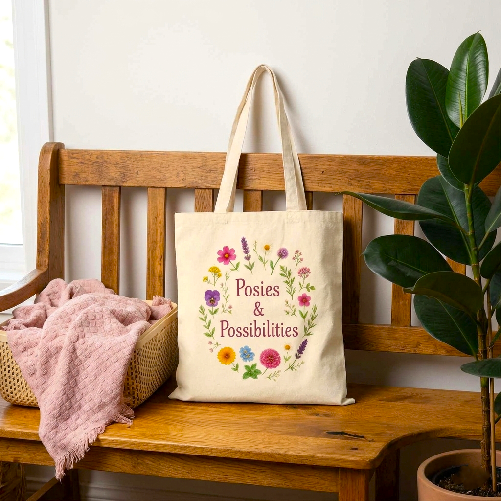 Posies & Possibilities — Floral Cotton Tote Bag