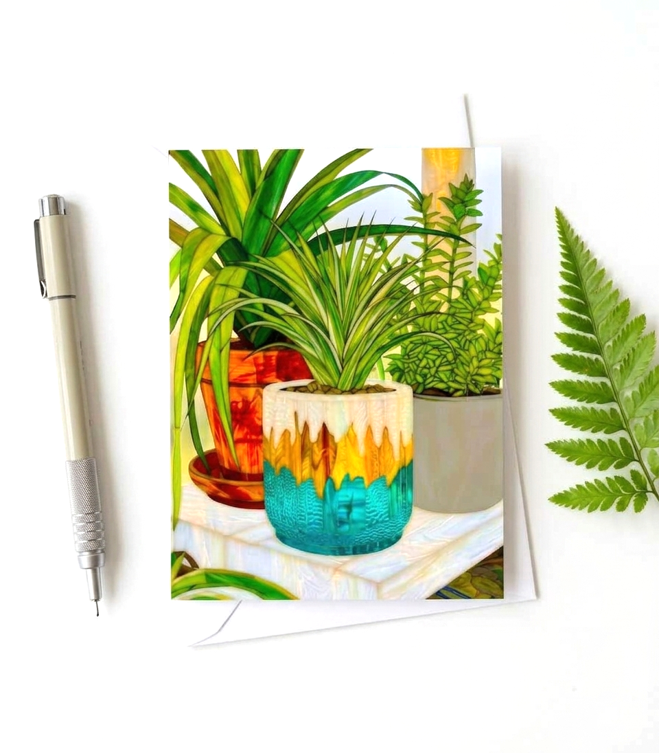 Houseplant Note Card | Handmade Nature Stationery Set