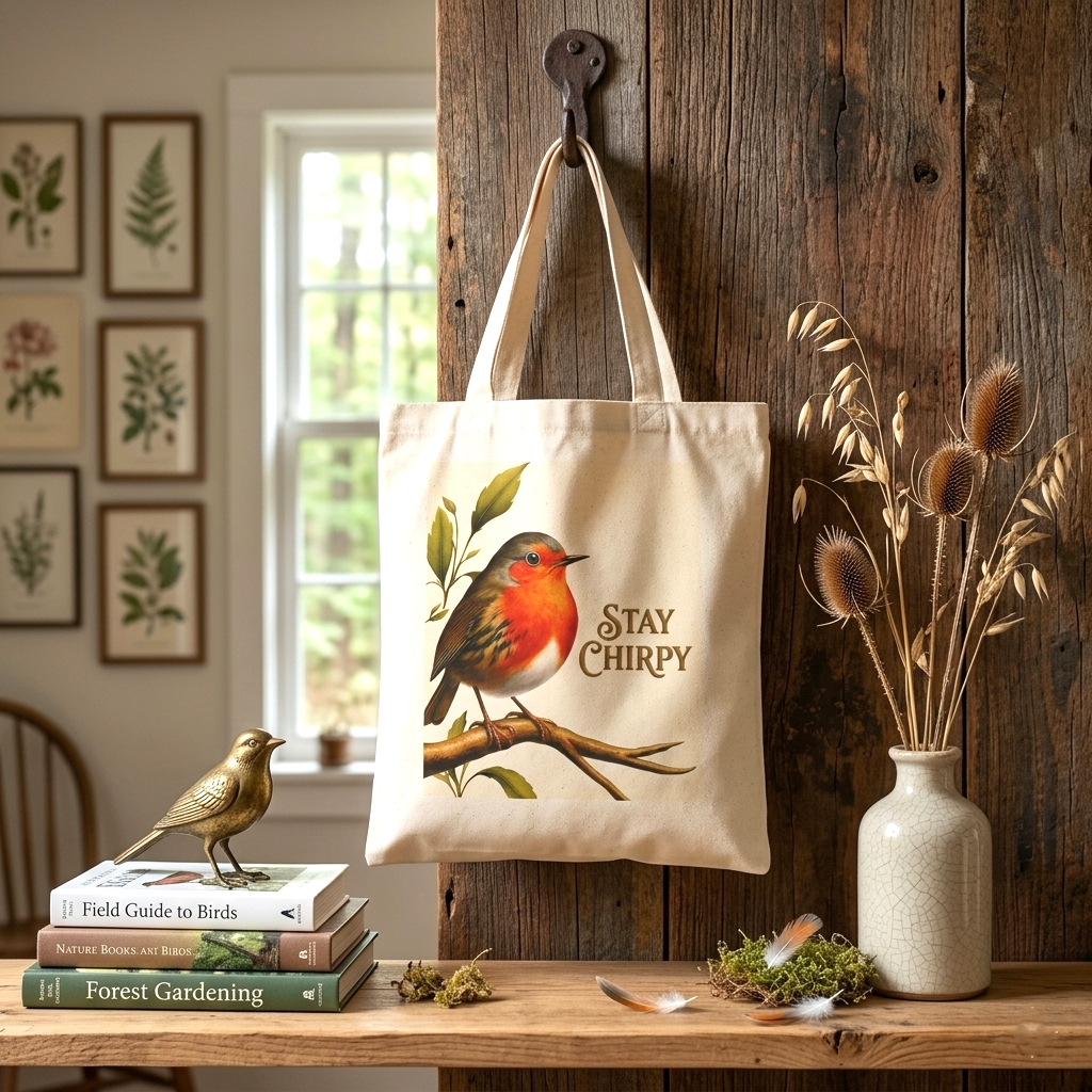 Stay Chirpy - Botanical Cotton Canvas Tote Bag