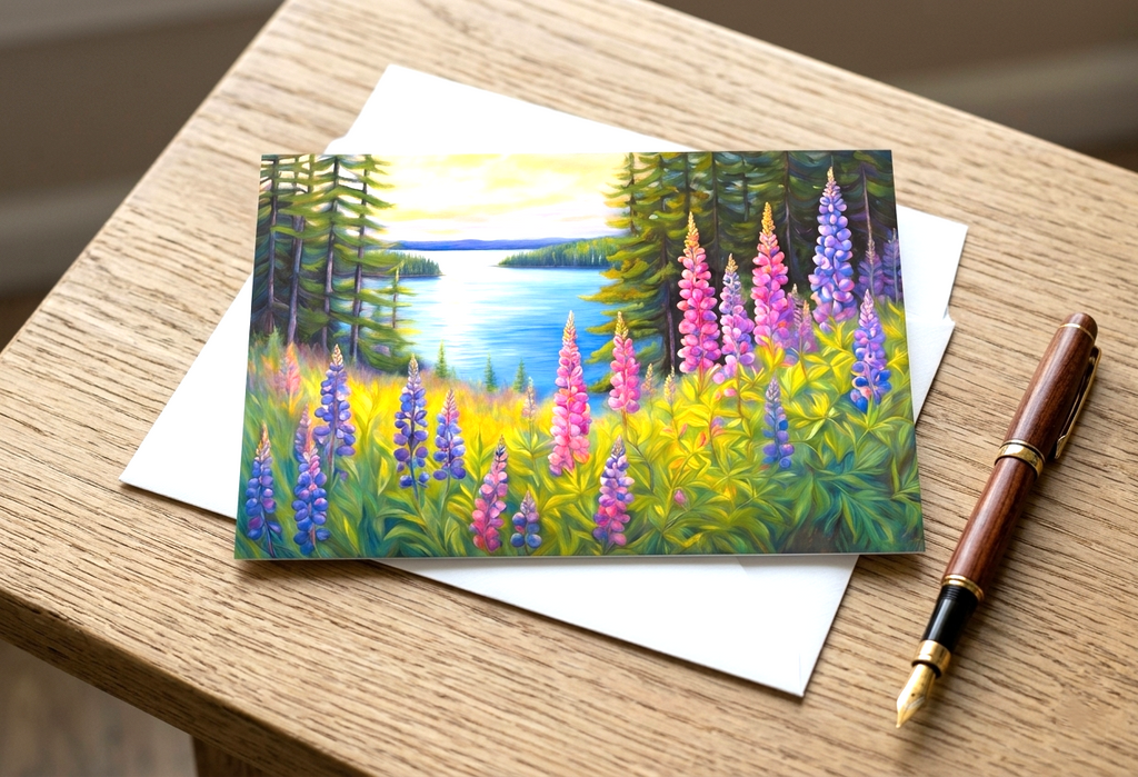Purple Lupine Note Card | Handmade Nature Stationery