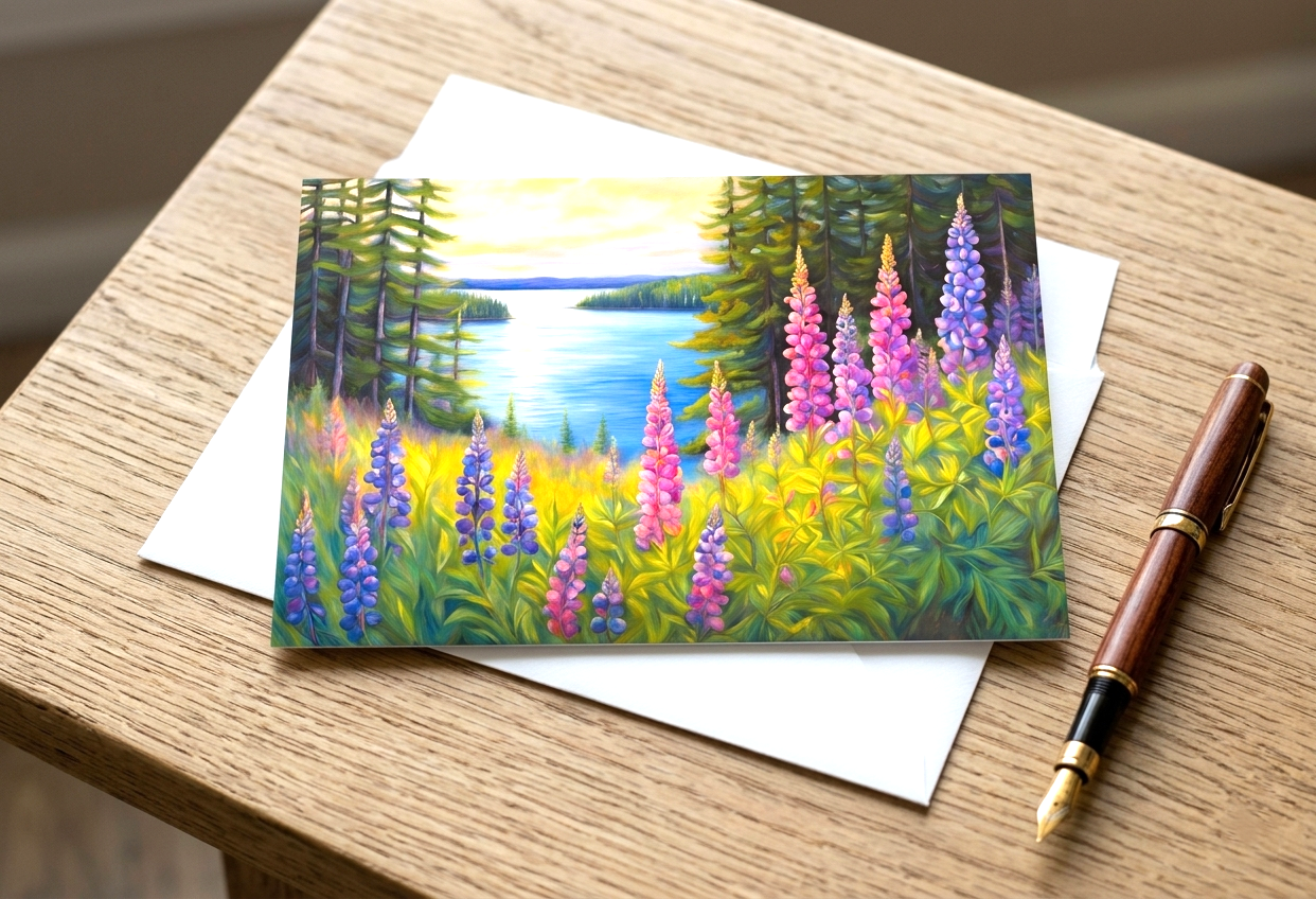 Purple Lupine Note Card | Handmade Nature Stationery