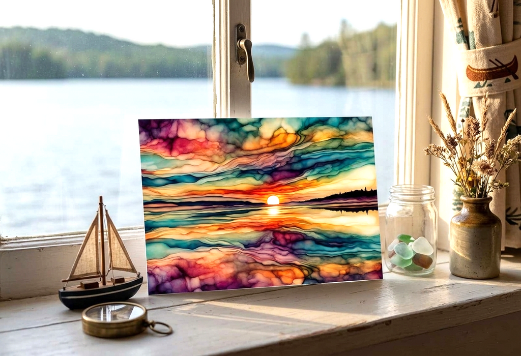 Vibrant Sunrise Note Card | Handmade Nature Stationery