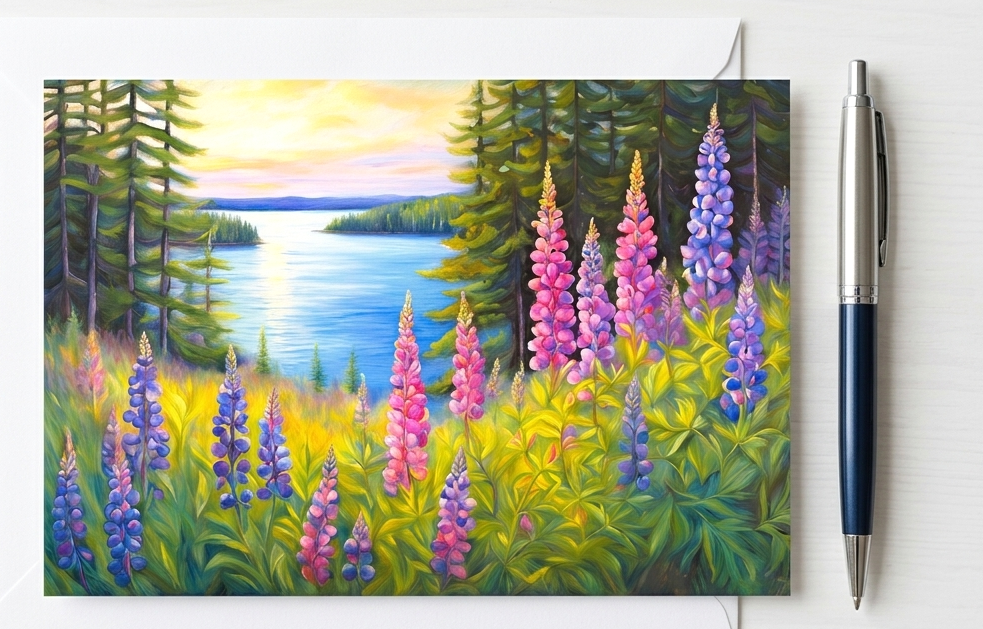 Lupine Note Card | Handmade Nature Stationery