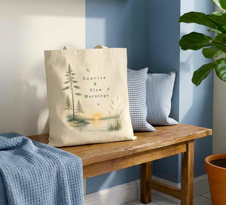 Sunrise & Slow Mornings — Nature Canvas Tote