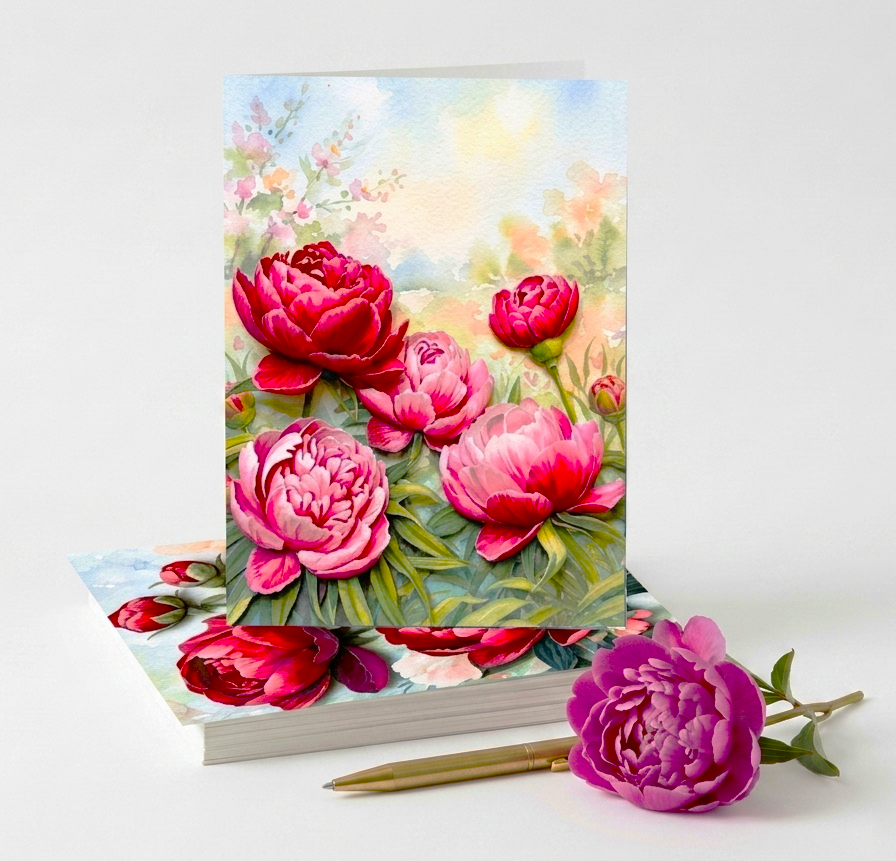 Peony Note Cards | Handmade Nature Stationey Set