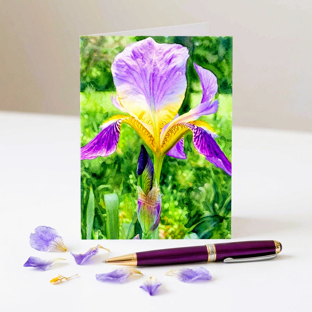 Purple Iris Note Card | Handmade Nature Stationery