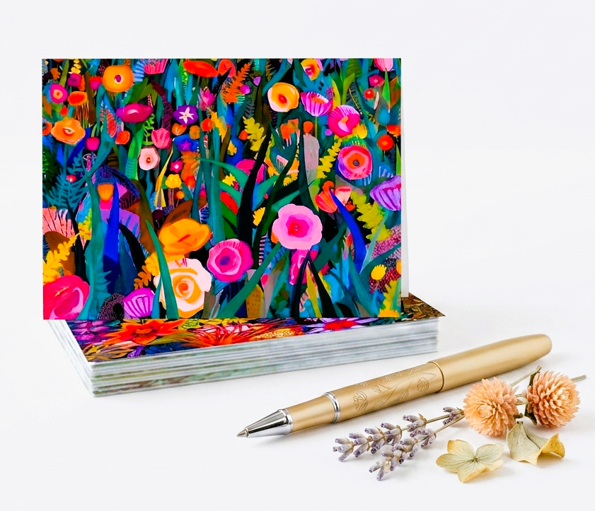 Tropical Flower Note Cards | Handmade Nature Stationery Set