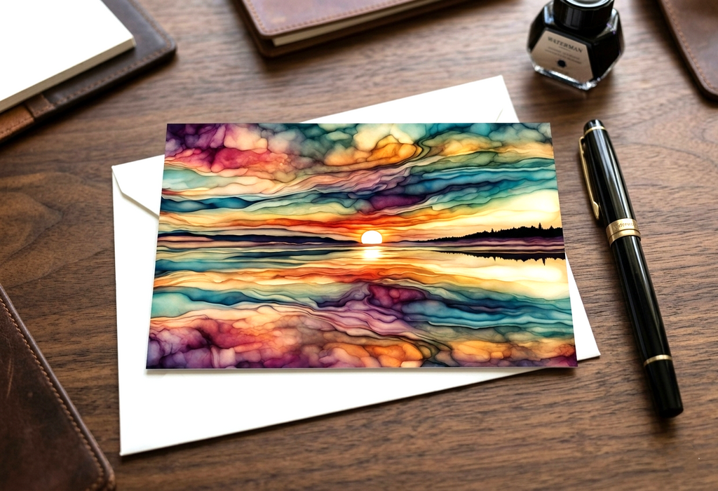 Vibrant Sunrise Note Card | Handmade Nature Stationery