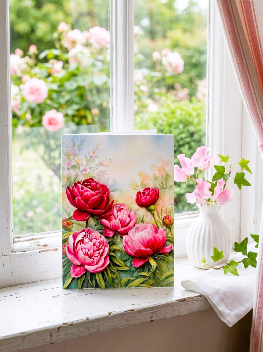 Peony Note Cards | Handmade Nature Stationey Set