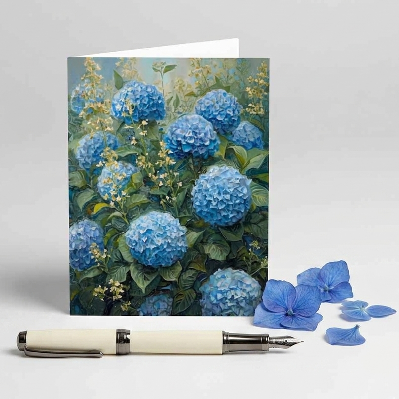 Serene Hydrangea Note Card | Handmade Nature Stationery