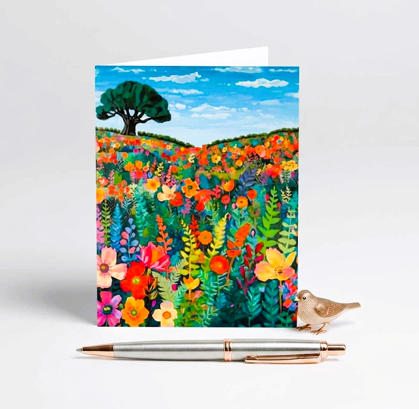 Impasto Meadow Note Card | Handmade Nature Stationery