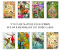 Enchanting Wings Note Cards, Set Of 8 Handmade 5x7 Assorted Greeting Cards