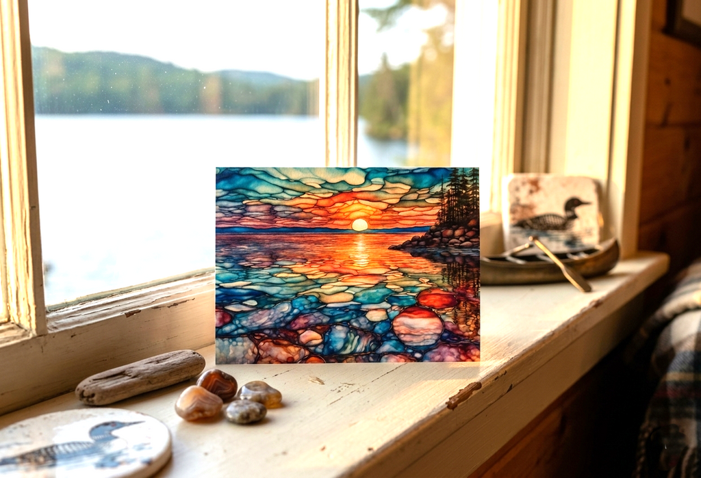 Lake Sunrise Note Card | Handmade Nature Stationery