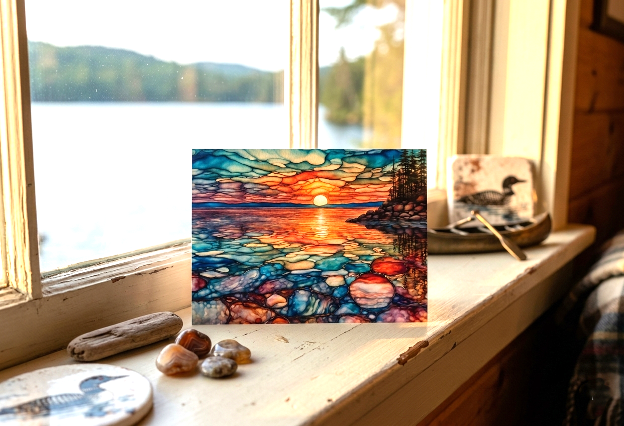 Lake Sunrise Note Card | Handmade Nature Stationery