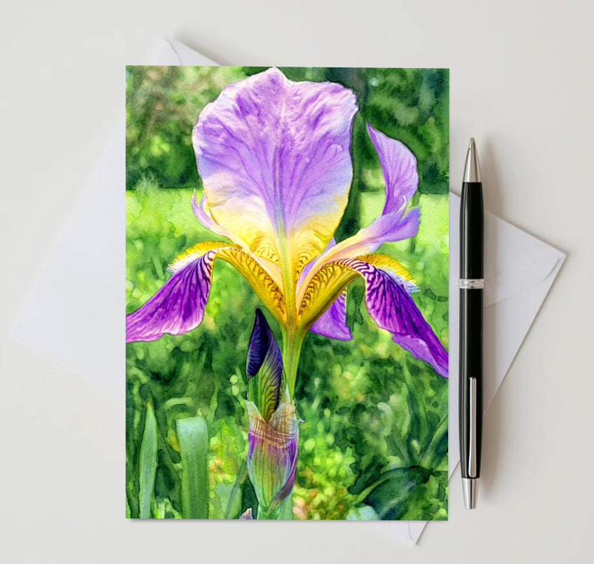 Purple Iris Note Card | Handmade Nature Stationery