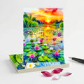 Water Lily Pond Note Cards, Set of 8 Handmade 5x7 Floral Impressionist Greeting Cards