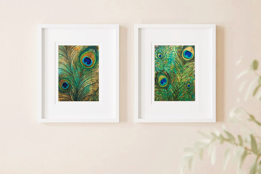 Peacock Feather Note Cards | Handmade Nature Stationery Set