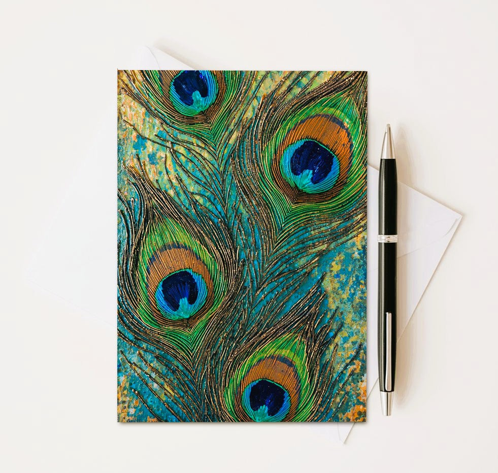 Peacock Feather Note Cards | Handmade Nature Stationery Set