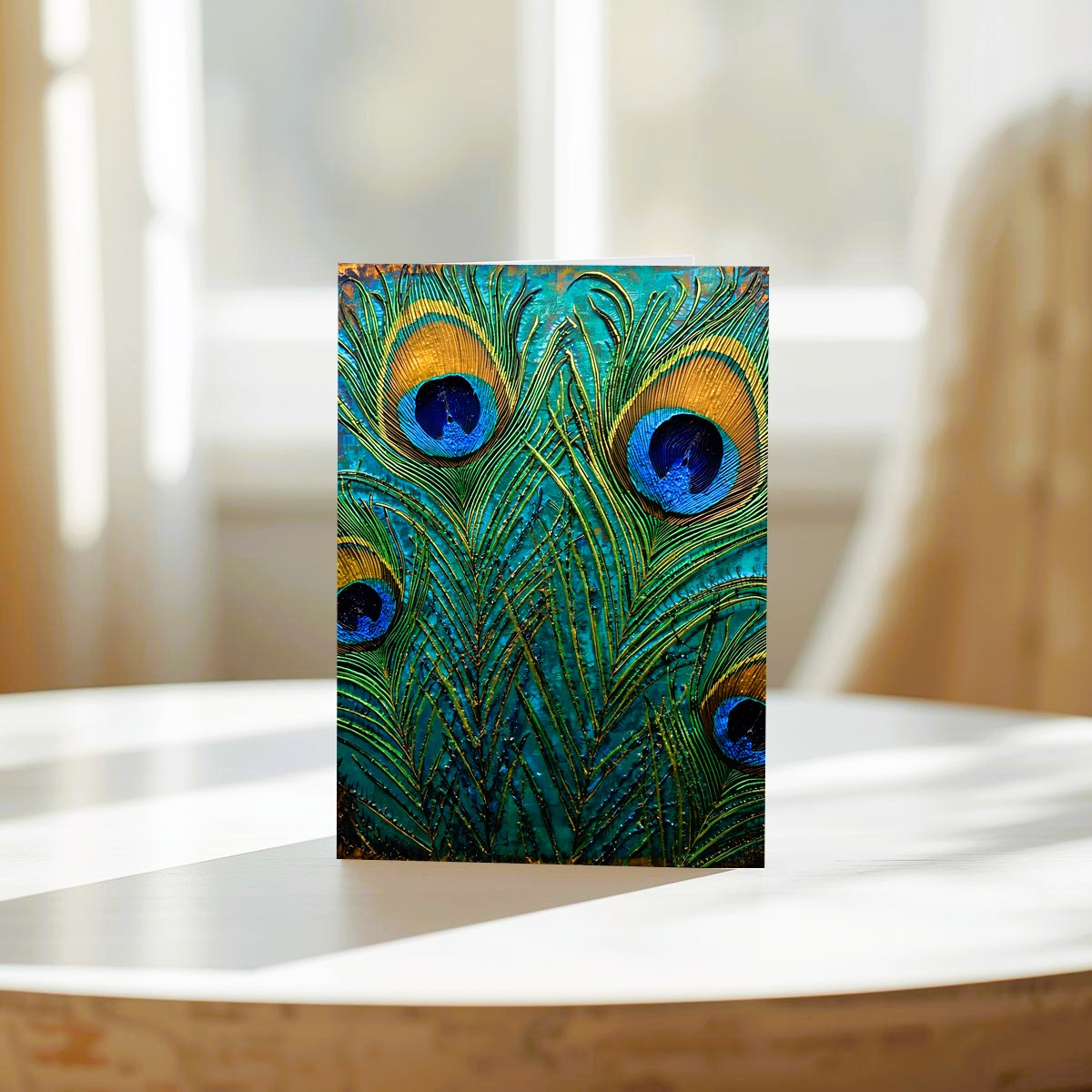 Peacock Feather Note Cards | Handmade Nature Stationery Set