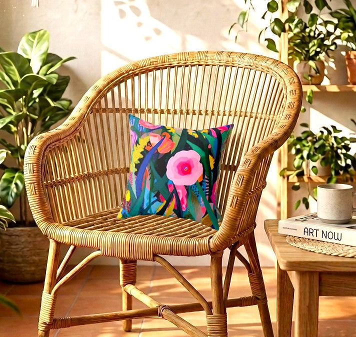 Colorful Floral Garden Pillow - Vibrant Botanical Decorative Throw Pillow