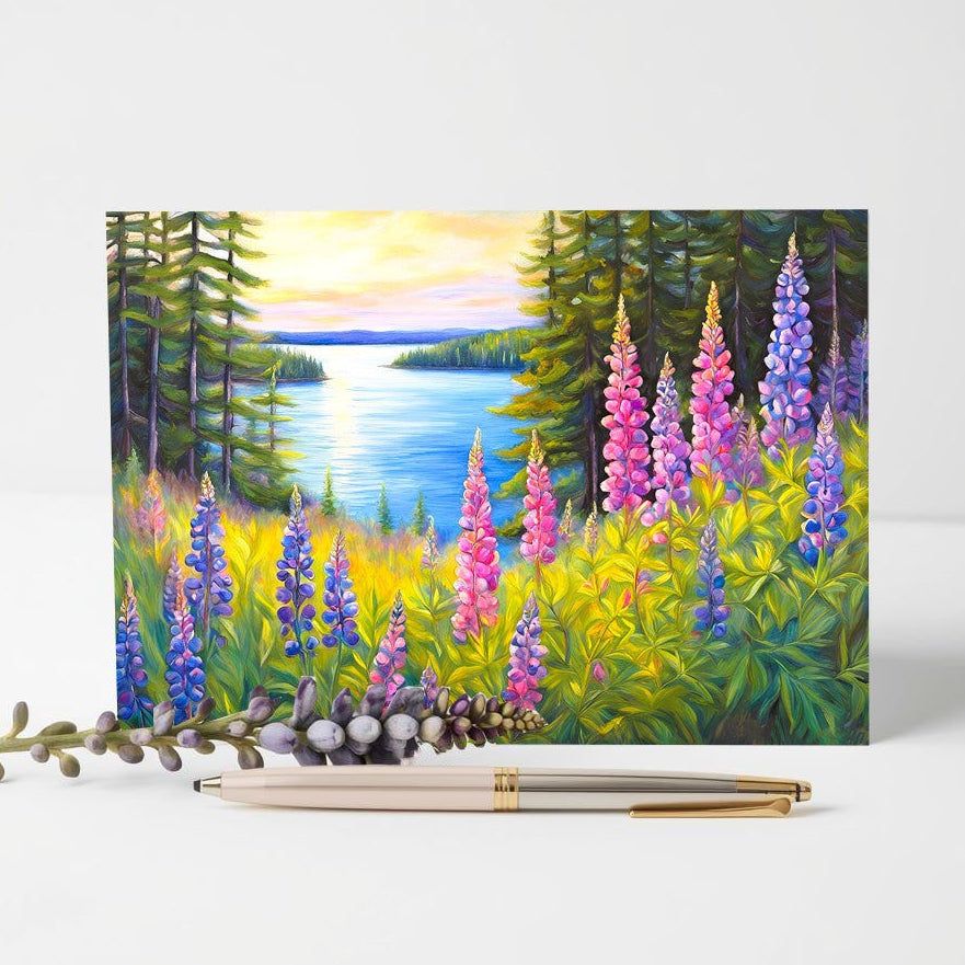 Purple Lupine Note Card | Handmade Nature Stationery