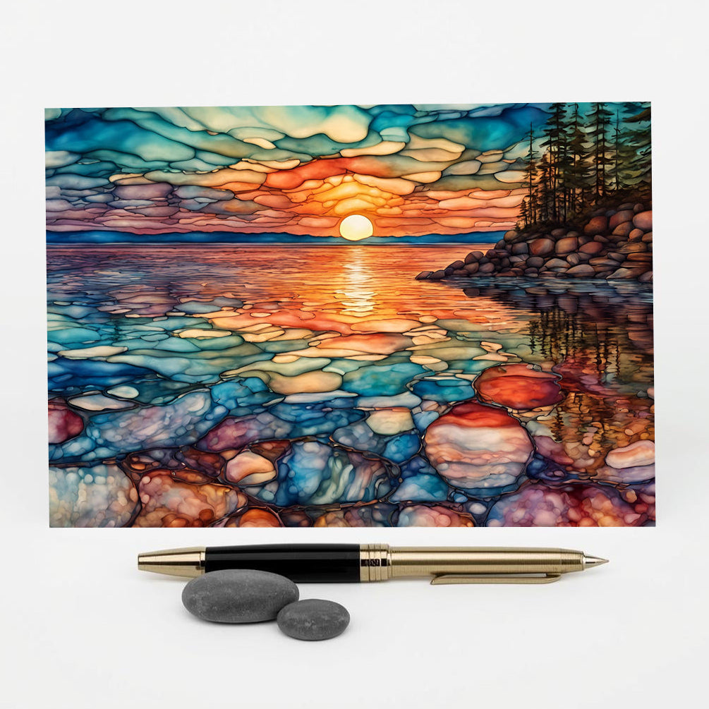 Lake Sunrise Note Card | Handmade Nature Stationery