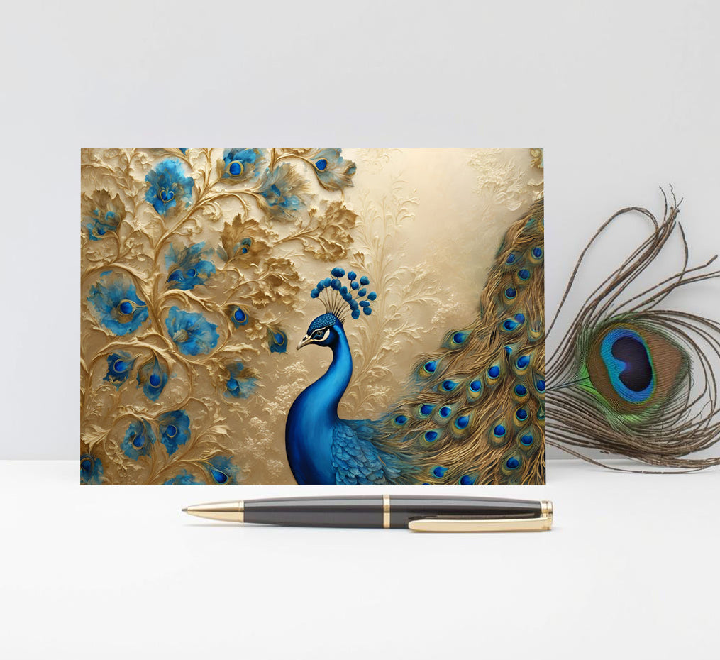 Majestic Peacock Note Card | Handmade Nature Stationery